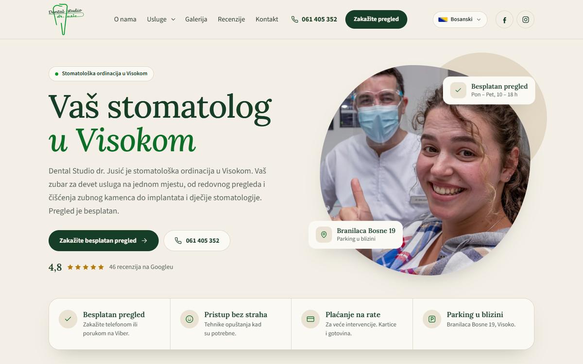 dentaldrjusic.ba homepage